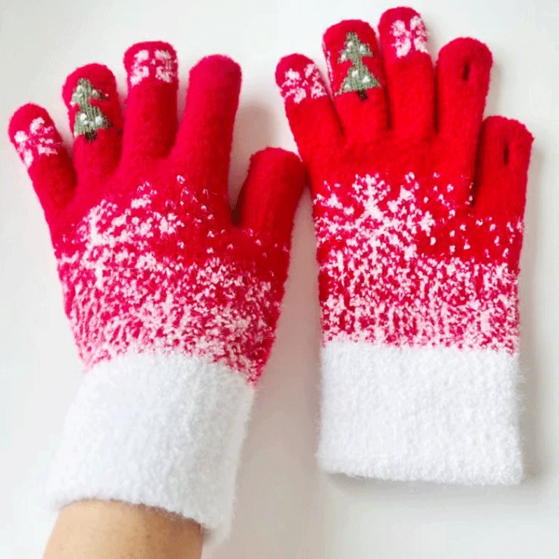 Wool Knitted Winter Gloves Women Men TouchScreen Warm Stretch Mittens Imitation Wool Full Finger Guantes Crochet Luvas Thicken