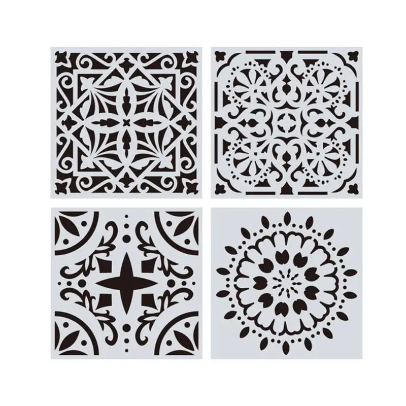 16pcs/set Mandala Stencils DIY Drawing Template Wall Painting for Wood Tiles Rock Home Decoration 15x15cm