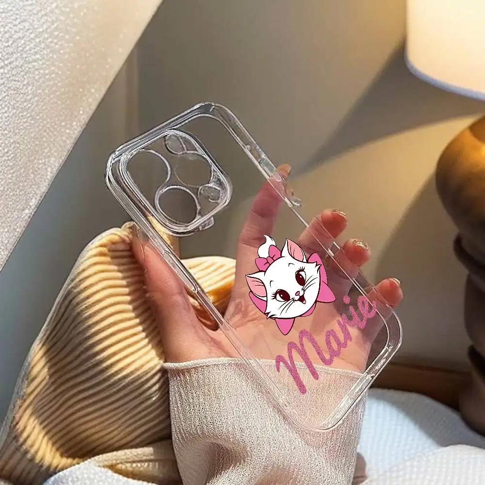 حافظة هاتف M-Marie Cat لهاتف آيفون 17/16/15/11/13/14 Pro Max Plus/X/Xr/Xs Max/12 mini - غطاء شفاف شفاف