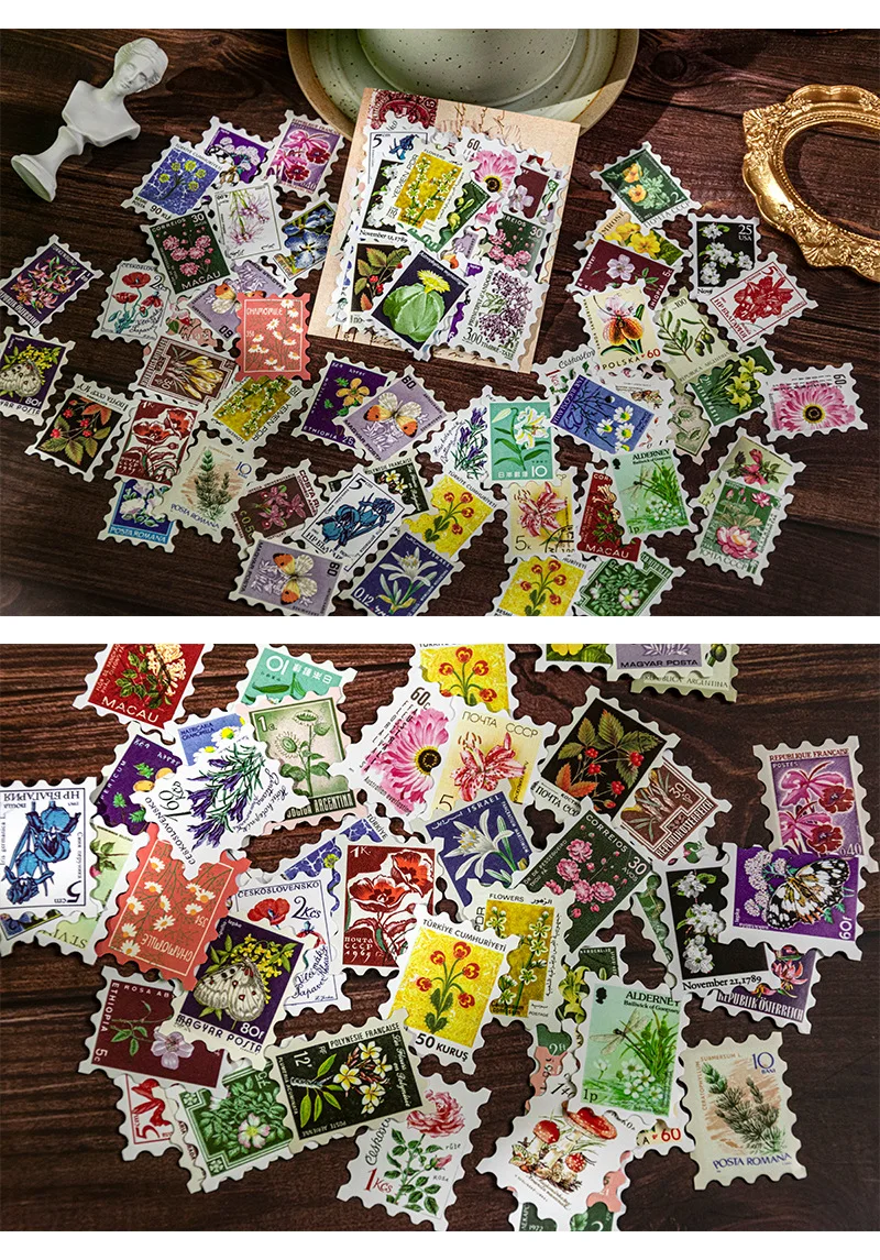 50 Blatt Philatelic Museum Series Briefmarken-Thema-Aufkleber, Scrapbooking-Material, handgefertigtes Tagebuch, Album, Junk Journal Supplies – Detail 18