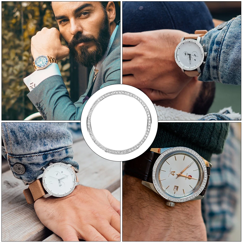 2 pçs 46mm metal relógio caso moldura bandas relógios portáteis suporte acessórios altamente polido liga quadro poeira risco