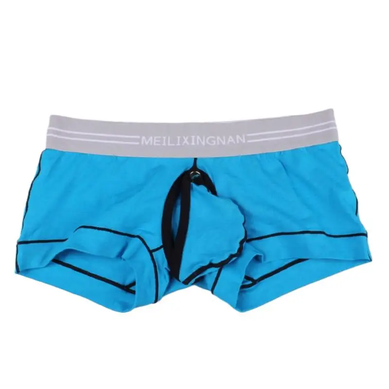 Open Front Men Underwear Cotton Boxer Shorts Pouch Bulge Crotch Removable Sexy Panties Male Boxershorts Underpants