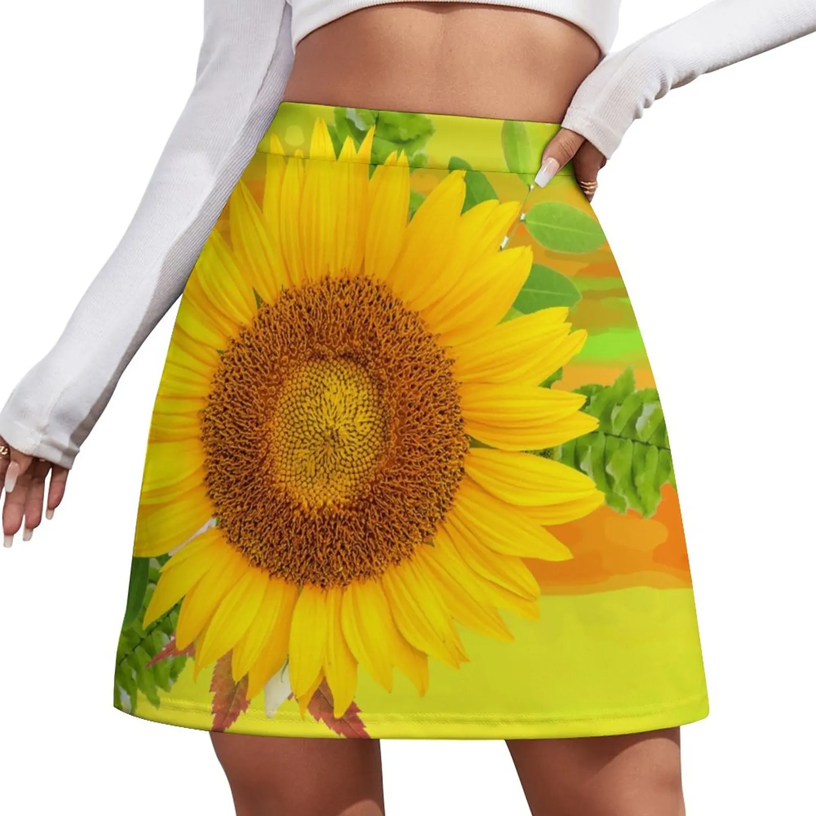 

SUNFLOWER BRUSH STROKE PNG, SUN FLOWER BACKGROUND TEXTURE Mini Skirt skirts 90s vintage clothes