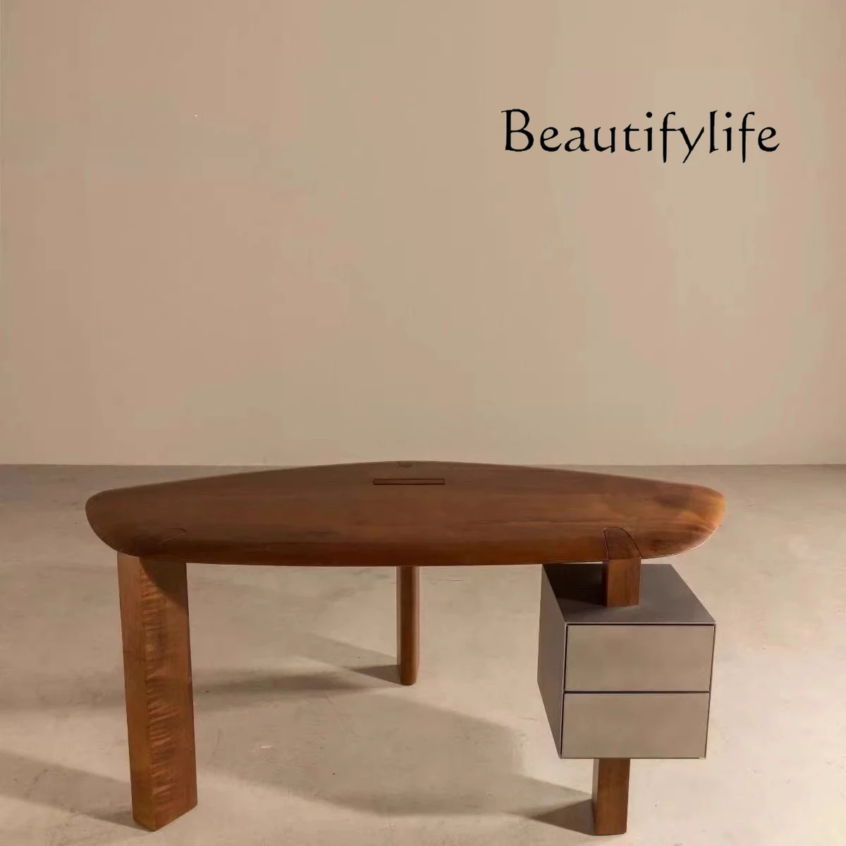 Nordic light luxury modern designer hotel creative solid wood restaurant dining table combination home living room leisure table