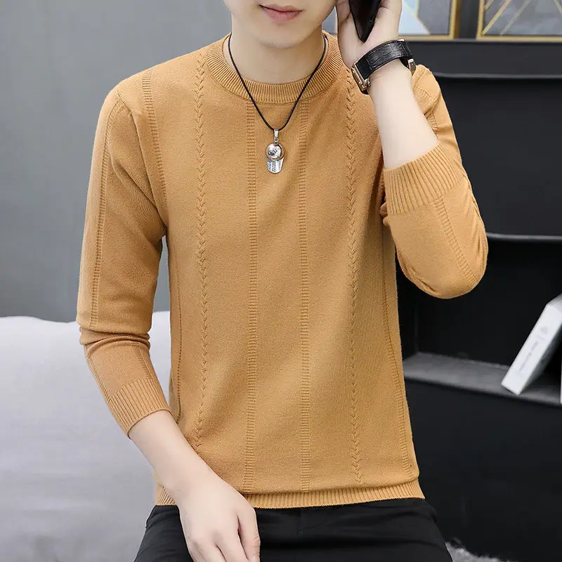 

Autumn Men's Sweater Round Neck Thin Base Shirt Korean Style Handsome and Versatile Outside Knitted Sweater JJ437