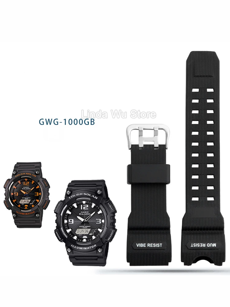 Pulseira de relógio de silicone para casio g-shock azul vermelho verde pulseira grande lama rei GWG-1000GB série preto ouro resina anti-alergia