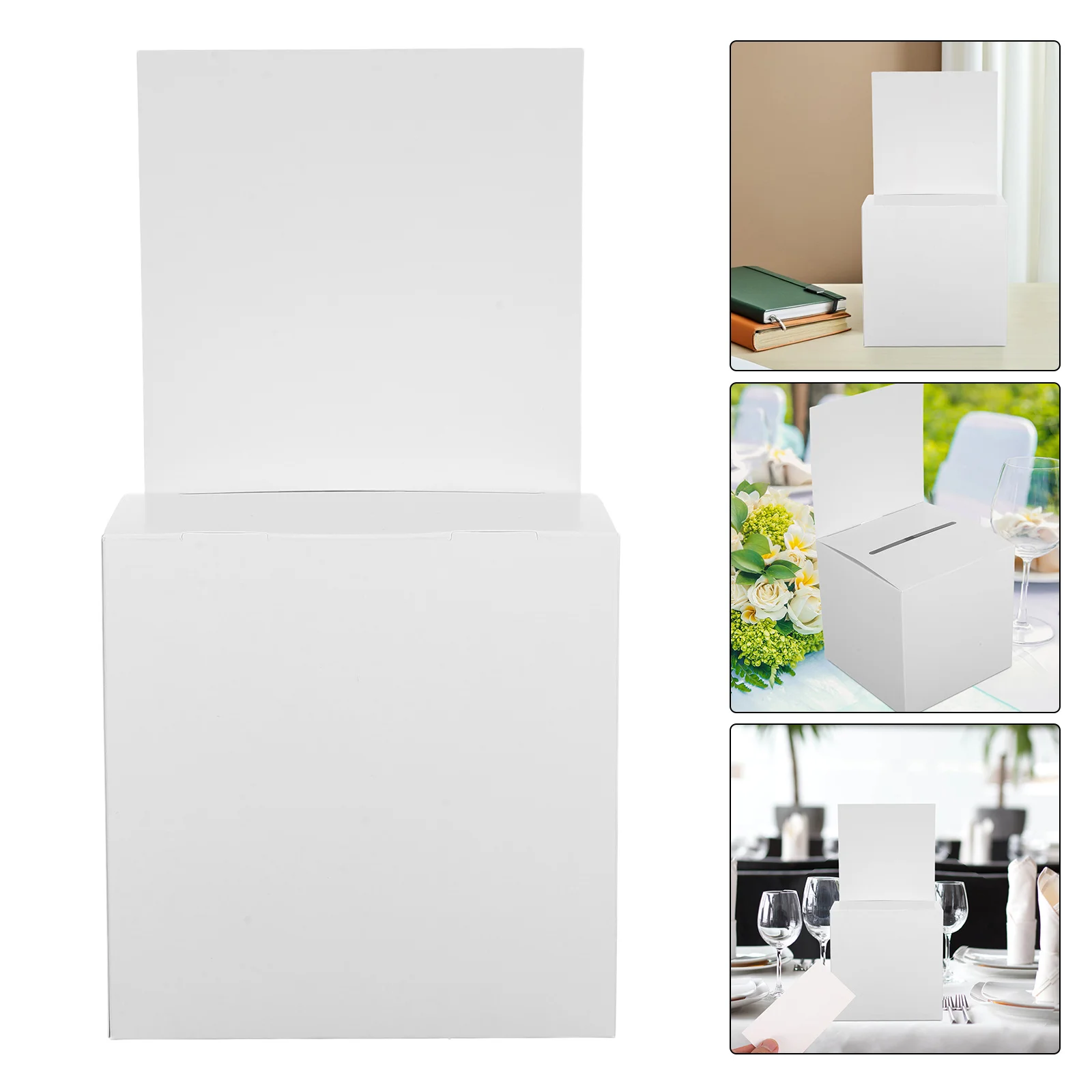 

5pcs White Voting Box Foldable Suggestion Box With Slot Secure Card Collection Case For Office School Conference Room Use