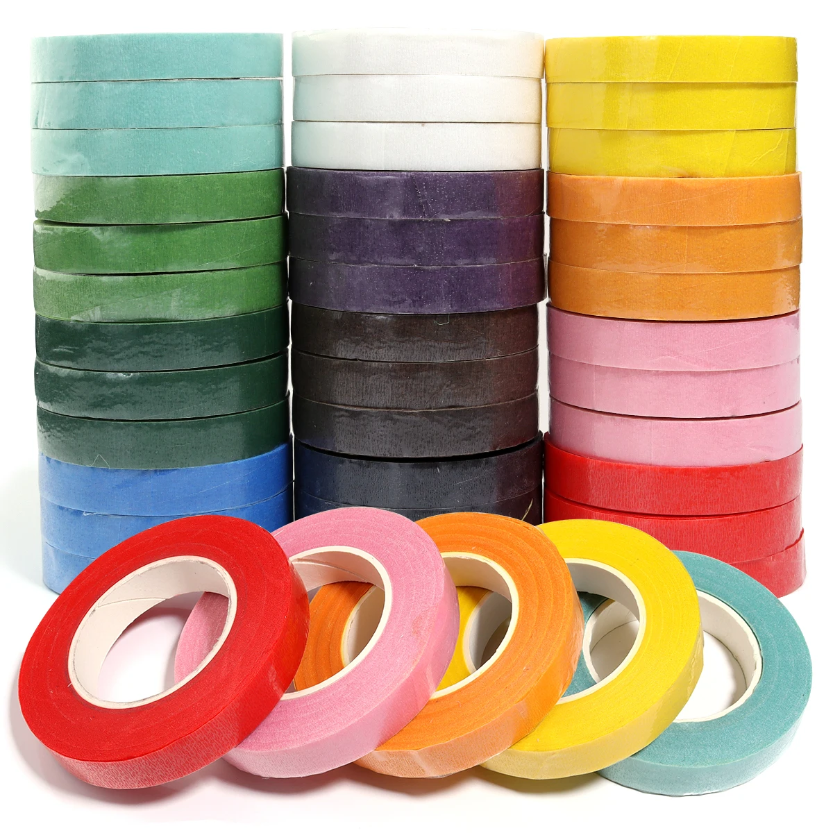 1Roll Crepe Paper Streamers 1.2cmx27m Multicolor Tissue Paper Roll for Flower Craft Making DIY Wedding Party Gift Wrapping Decor