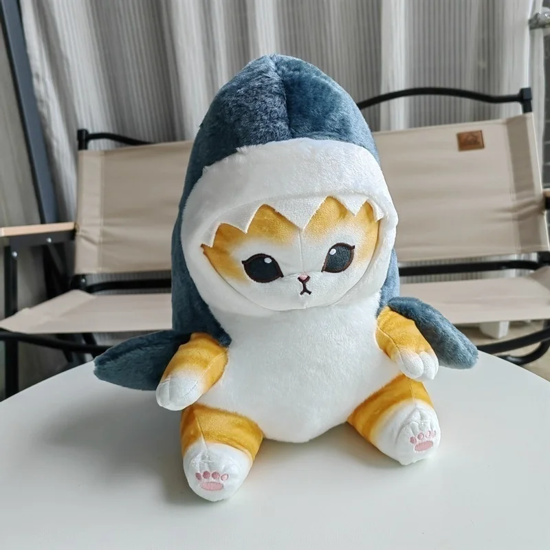 20cm Cute Shark Cat Plush Toy Doll  Japanese Popular Cartoon Shark Cat Doll Pillow Gift for Childrens Birthday Present