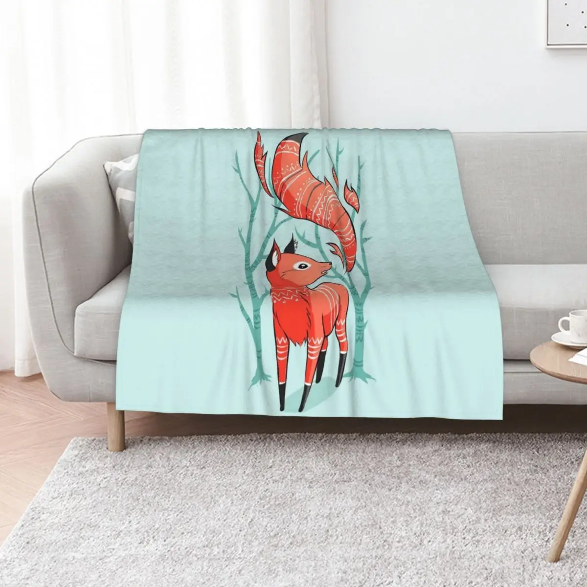 

Winter Fox Throw Blanket Foldable Soft Warm Blanket for Outdoor Use