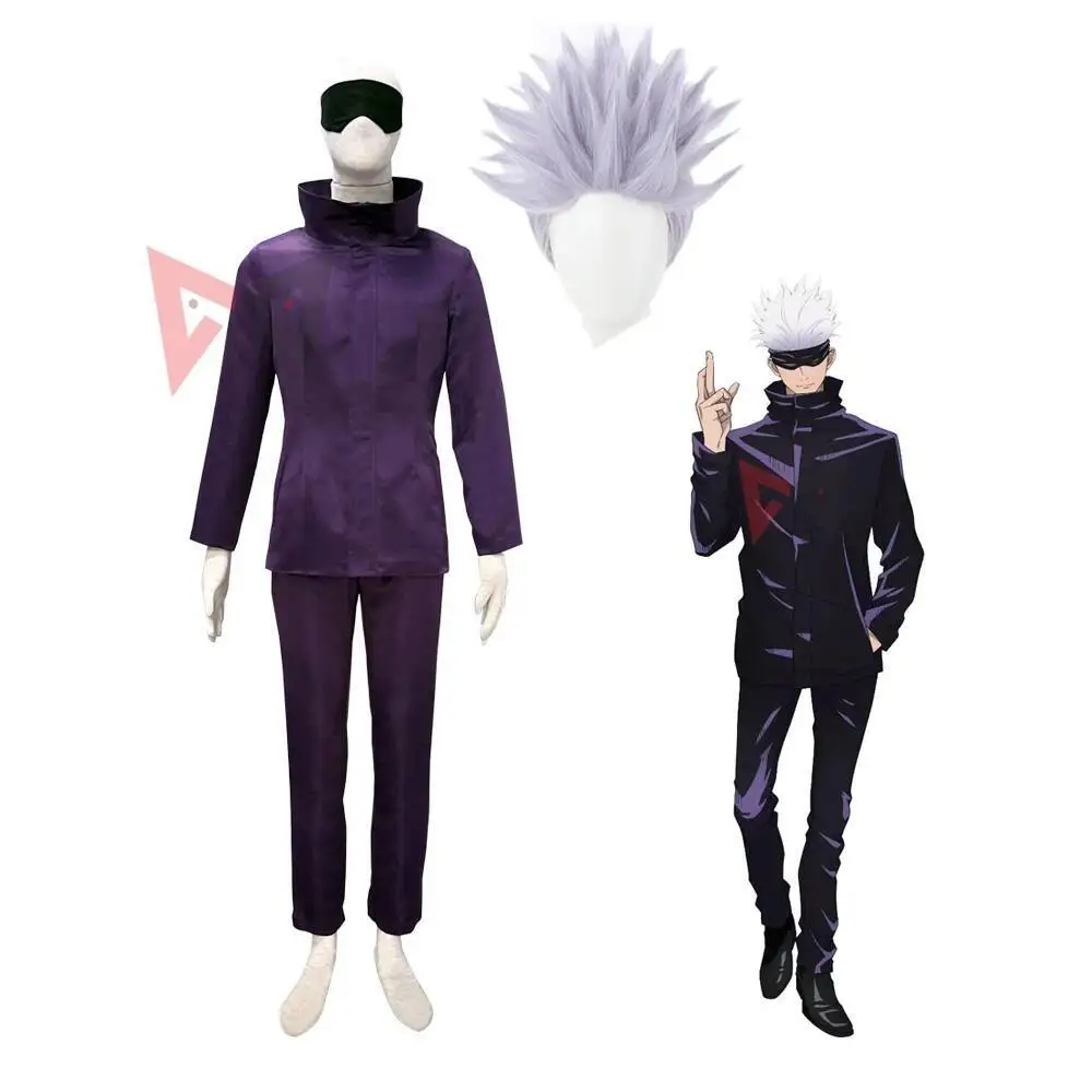 

Новый Jujutsu Kaisen Gojo Satoru костюмы для косплея пальто брюки маска для глаз Хэллоуин вечерние аниме комплект униформы для детей и взрослых больших размеров