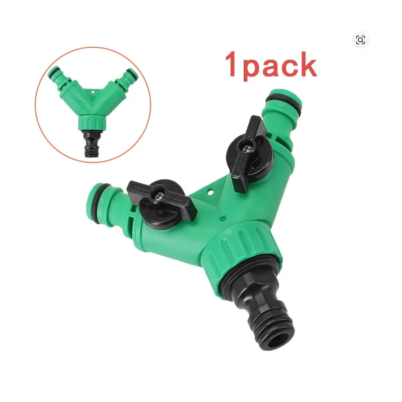 2-Way Garden Hose Splitter Y Connector - Quick Connect Valve with On/Off Switch for Faucet Irrigation Flower Water Control