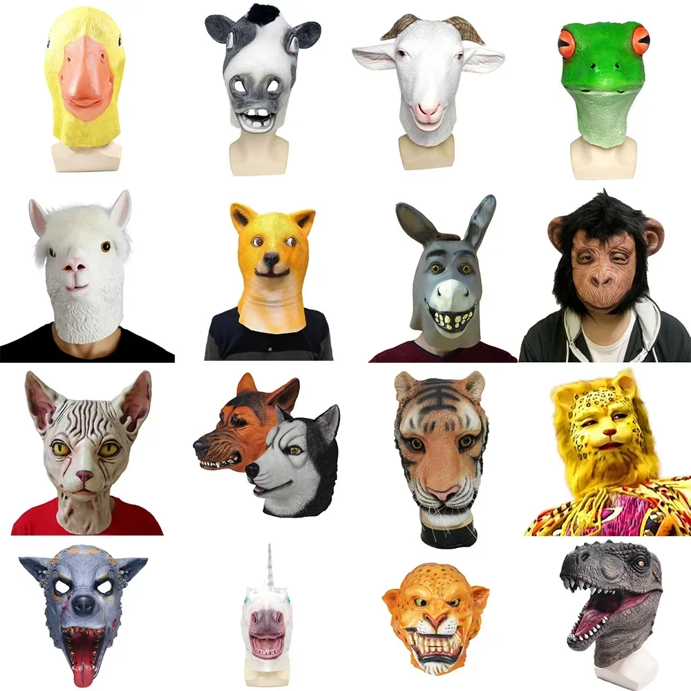 Holiday Costumes Multi Style Animal Headwear Sand Carving Net Red Spoof Beast Latex Mask Live Broadcast Props Atmosphere Props