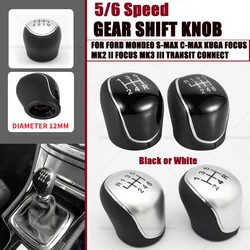 5/6Speed Car Leather Gear Shift knob for Ford S-Max C-Max Kuga Galaxy Mondeo4 Mk4 Transit Tourneo Connect Focus Auto Accessories