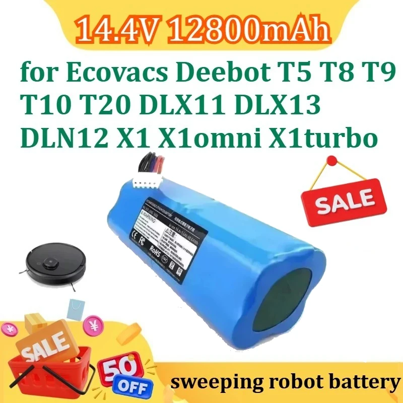 

New 14.4V 12800mAh Battery for Ecovacs Deebot T5 T8 T9 T10 T20 DLX11 DLX13 DLN12 X1 X1omni X1turbo Sweeping Robot Battery