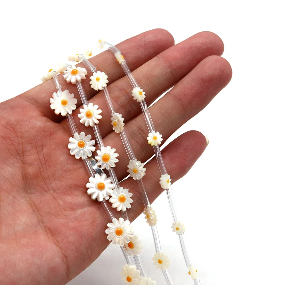 

1strand Natural Seawater Shell Beads for Jewelry Making Supplies Diy Craft Necklace Earring Charms Accessory Daisy Flower Beads