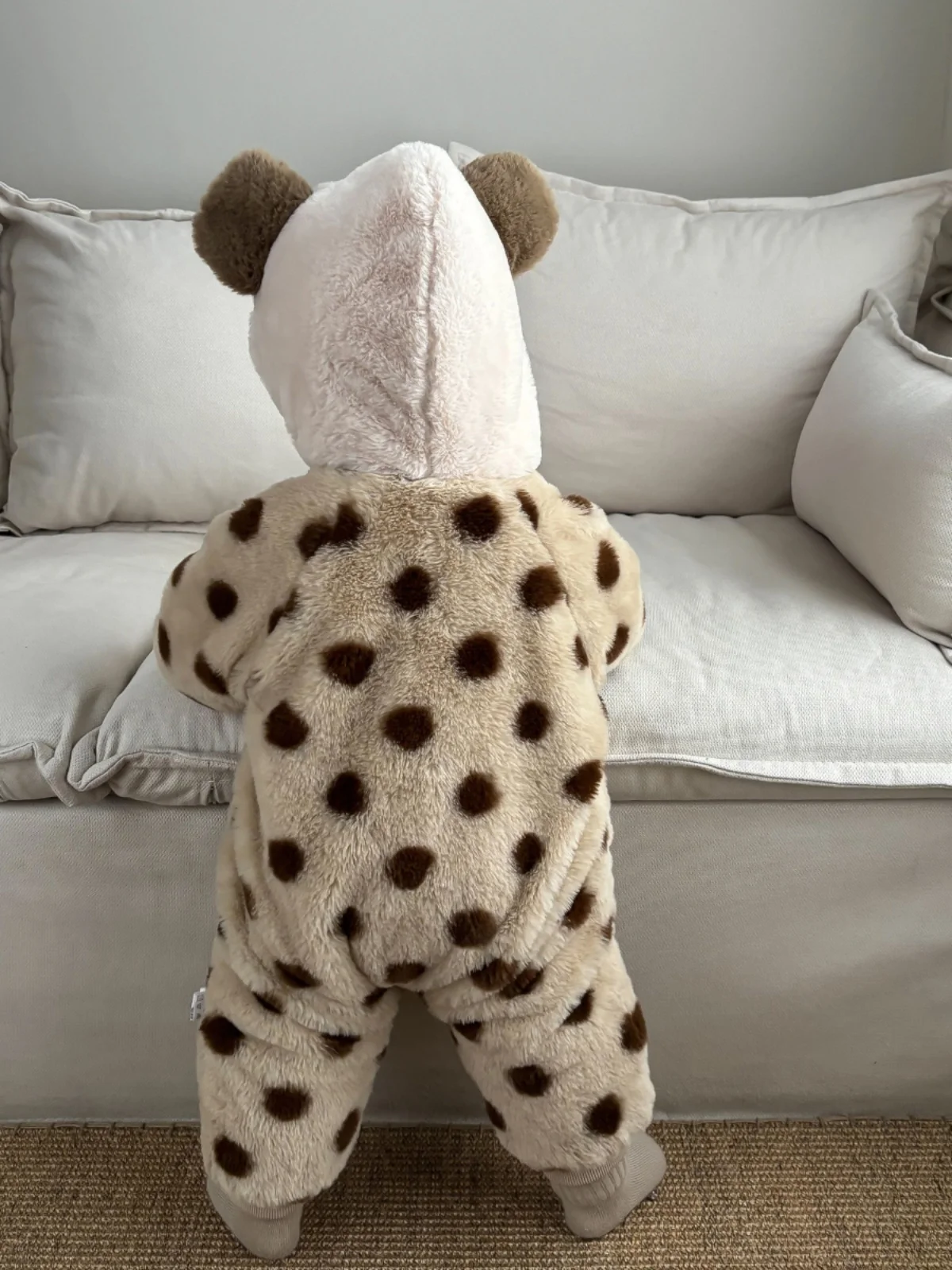 

Adorable Thiened Plu Winter Rer with Hat for Baby 2024 Outgoing Clothes Super Cute Baby Outfit Cotton Polyester Fiber