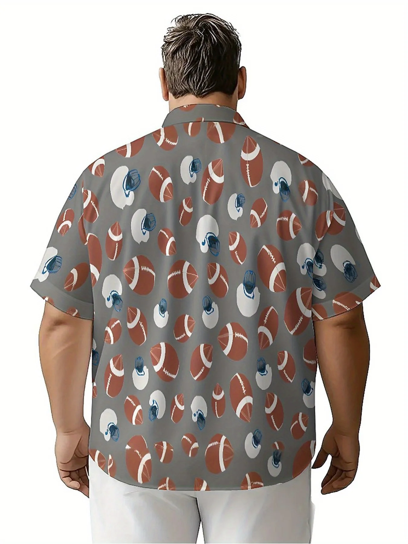 เสื้อฮาวายขนาดบวกของผู้ชาย ลายฟุตบอล เสื้อลําลองฤดูร้อน เหมาะสําหรับกลางแจ้งและงานปาร์ตี้ สตรีทแวร์