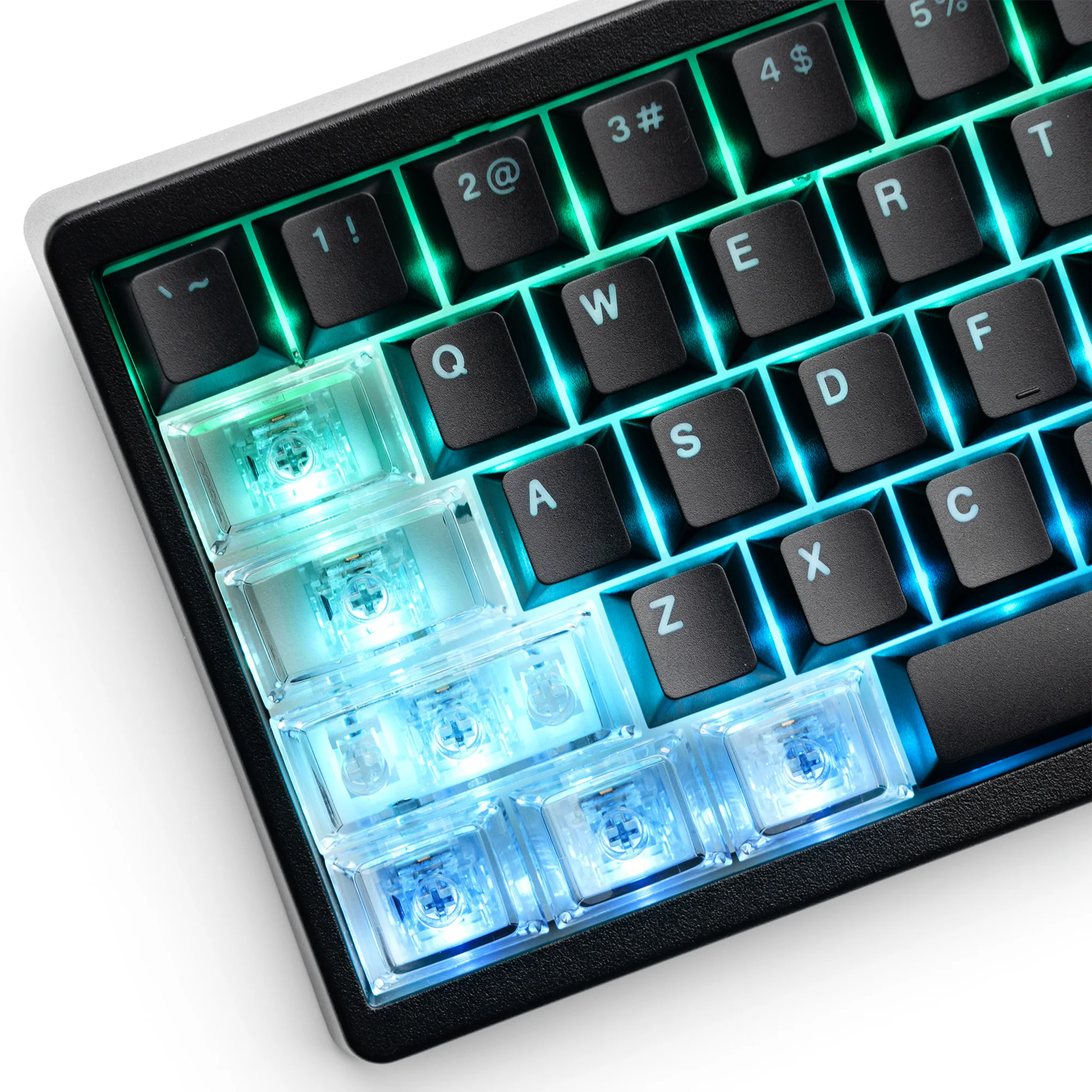 

QBYI 49 Keys White Transparent Keycaps Mini PC Materia Cherry Profile No character Key Cap Set DIY Cute Black PC Keycaps