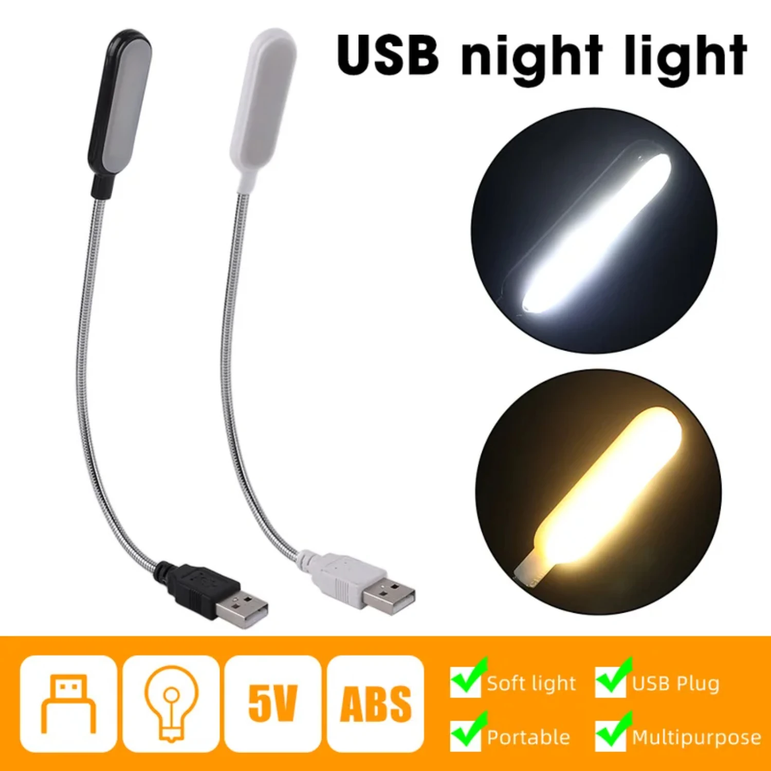 Portable Mini USB LED Night Light Reading Lamp with Adjustable Brightness Settings for PC Computer Laptop Notebook, Flexible Ben