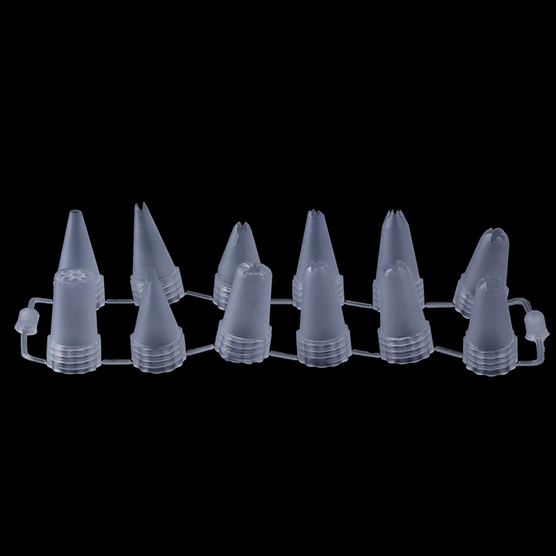 12Pcs/Set Simple Style Plastic Icing Piping Cream Confectionery Nozzle Tips Cake Decor Tools