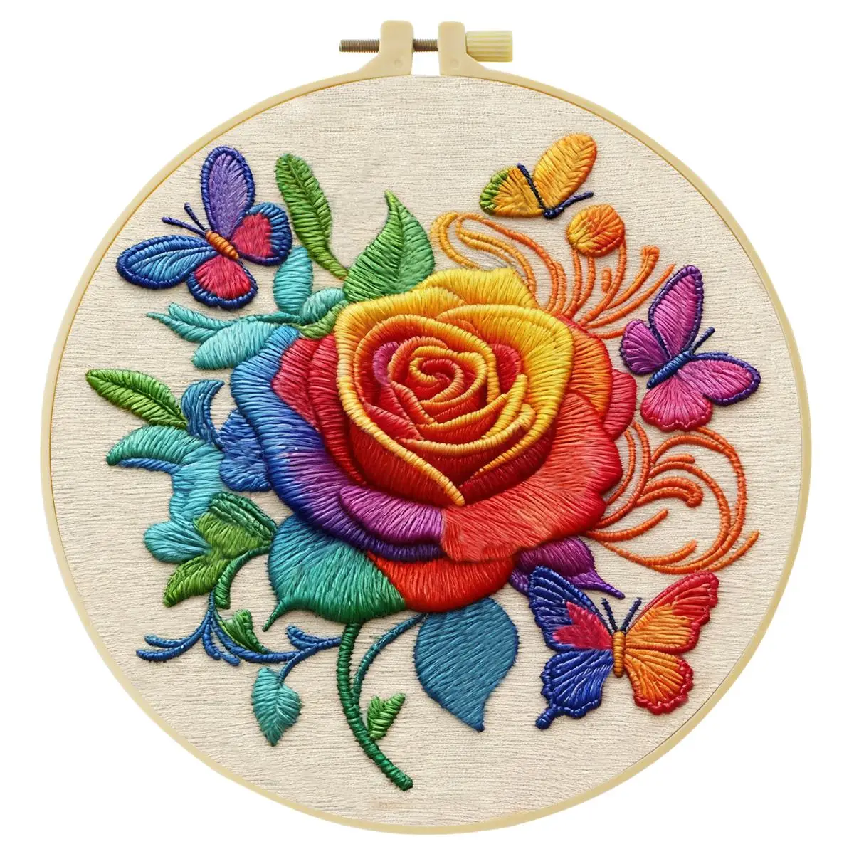 1 Stück 20X20CM/15X15CM 7,87/6,3 Zoll Rosenblumen-Stickerei-Starter-Kit DIY-Kit DIY-Stickerei-Set Handarbeiten Nadelkunst – Detail 3