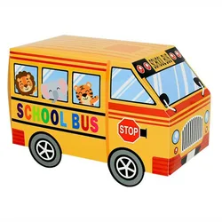 24Pcs Jungle Animal Schoolbag Bus Shape Candy Gift Box Back to School Favor Cute Gift Packaging Box Kids Birthday Party Supplies