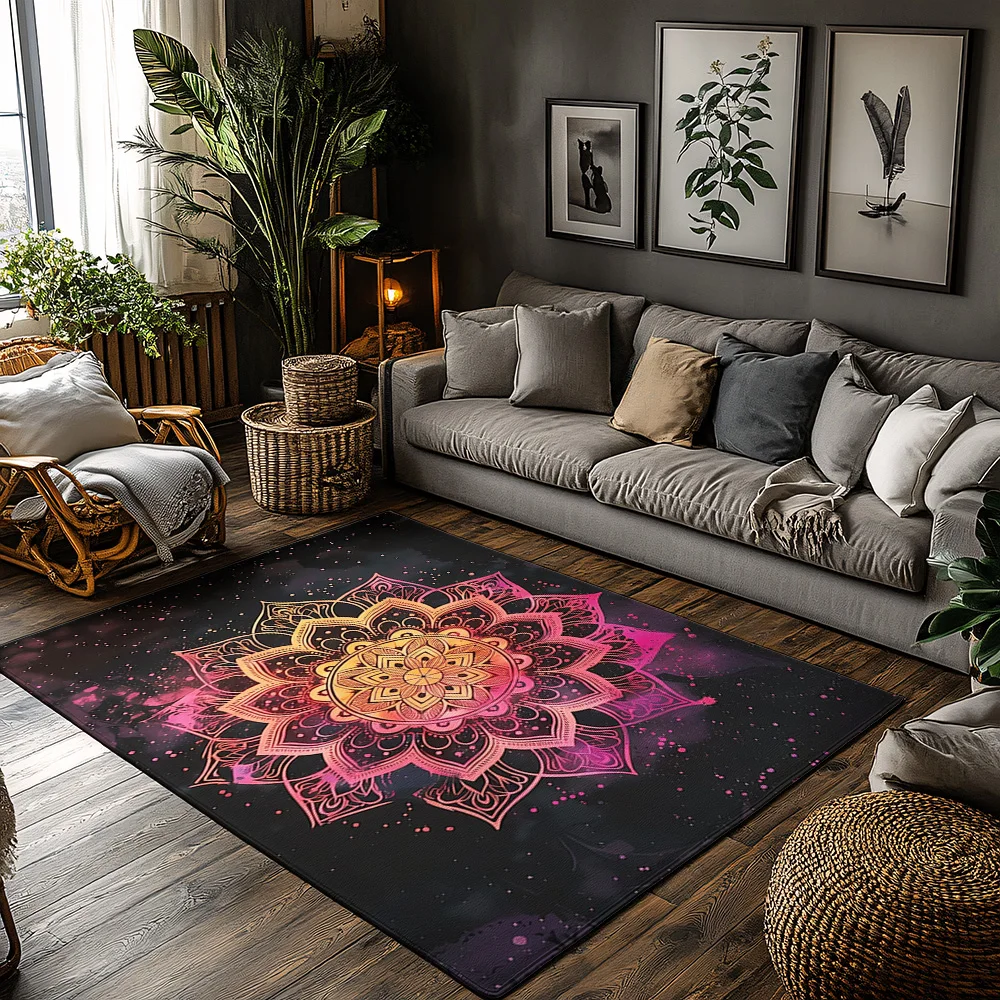 

Коврик с цветком лотоса для дома и улицы, моющиеся коврики, богемный домашний декор, коврики для прихожей, современные абстрактные художественные коврики, подарки