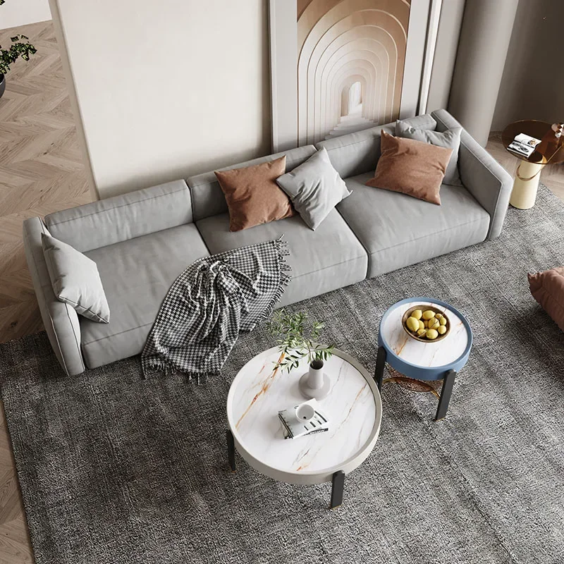 Simple living room straight row technology cloth straight row sofa cat scratching cloth silicone leather fabric B & B hotel