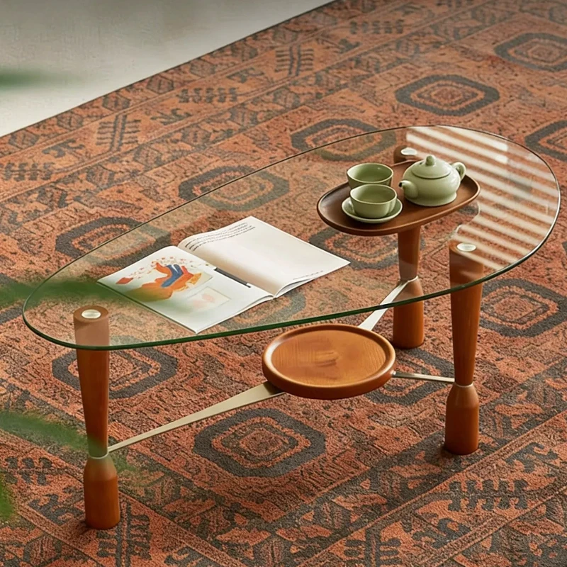 

Glass Minimalist Side Table Simple Transparent Clear Aesthetic Unique Coffee Table Modern Living Room Meubles Salon Furniture