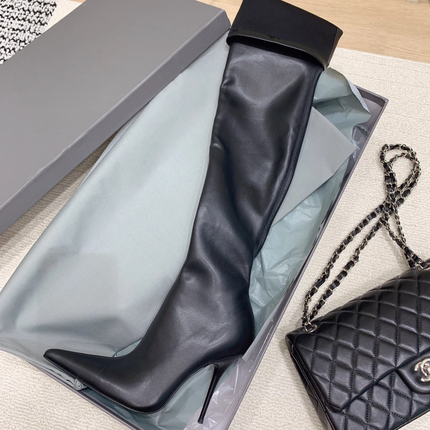 

Hot Sale Pointed toe Women's high boots Genuine leather outsole Long women boots Pointed-toe stiletto heels exude feminine charm