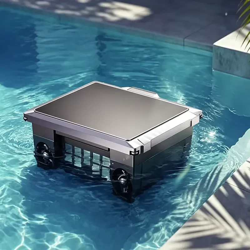 Automatic Smart Solar Powered Swimming Pool Cleaner Skimmer Salt Chlorine Tolerant Motors Shallow Water Safeguard IPX8