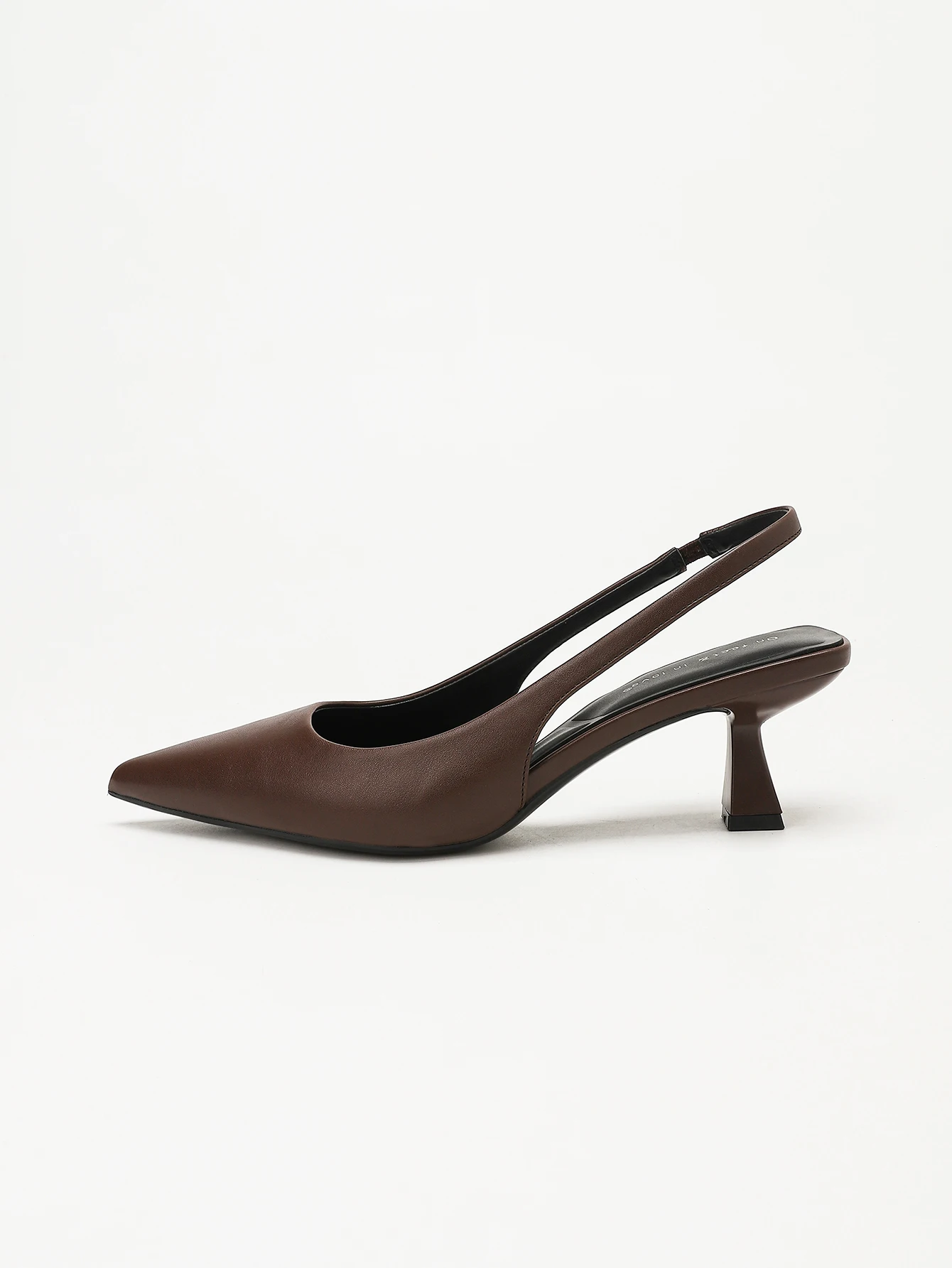 Damen Braune Slingback-Pumps mit spitzer Zehenpartie, niedrigem geometrischem Kitten-Heel, rückenfreie Pumps für Freizeit, Büro, Date und Arbeit – Detail 5