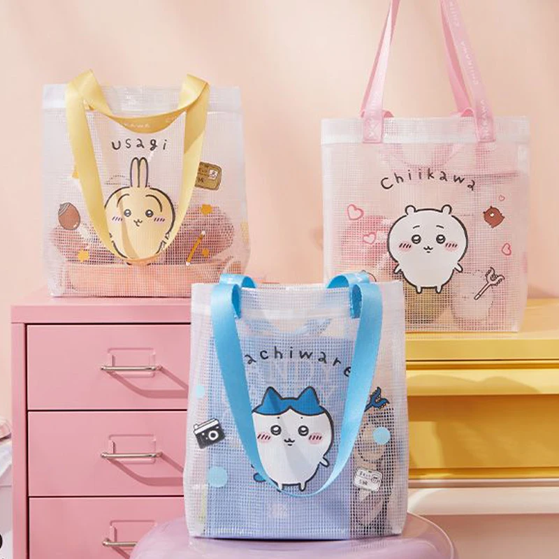 Portable Chiikawa Large Capacity Handbag Cartoon Coin Purse Pvc Shopping Bag Waterproof Bags for Woman New Girl
