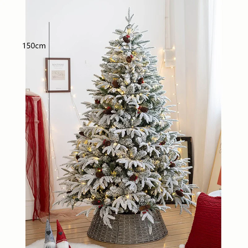 2024 Christmas Tree Fence Tree Skirt Base Retro Countryside Style Tree Basket Round Frame Handmade Rattan Woven PP Rattan Gifts