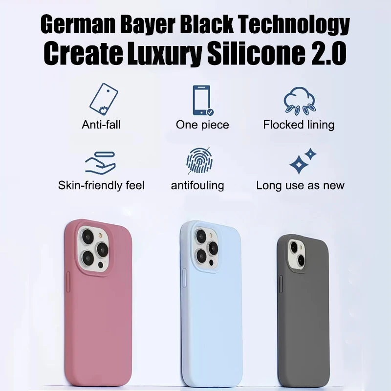 Funda de silicona líquida de lujo para Apple iPhone 11 13 12 14 15 16 Pro Max, para iPhone 17 Pro, protectora a prueba de golpes 4
