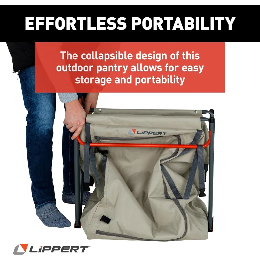 مخزن التخييم القابل للطي في الهواء الطلق مع ثلاثة أرفف تخزين لإعداد المطبخ المحمول دائم 600D نسيج البوليستر PowderC #6