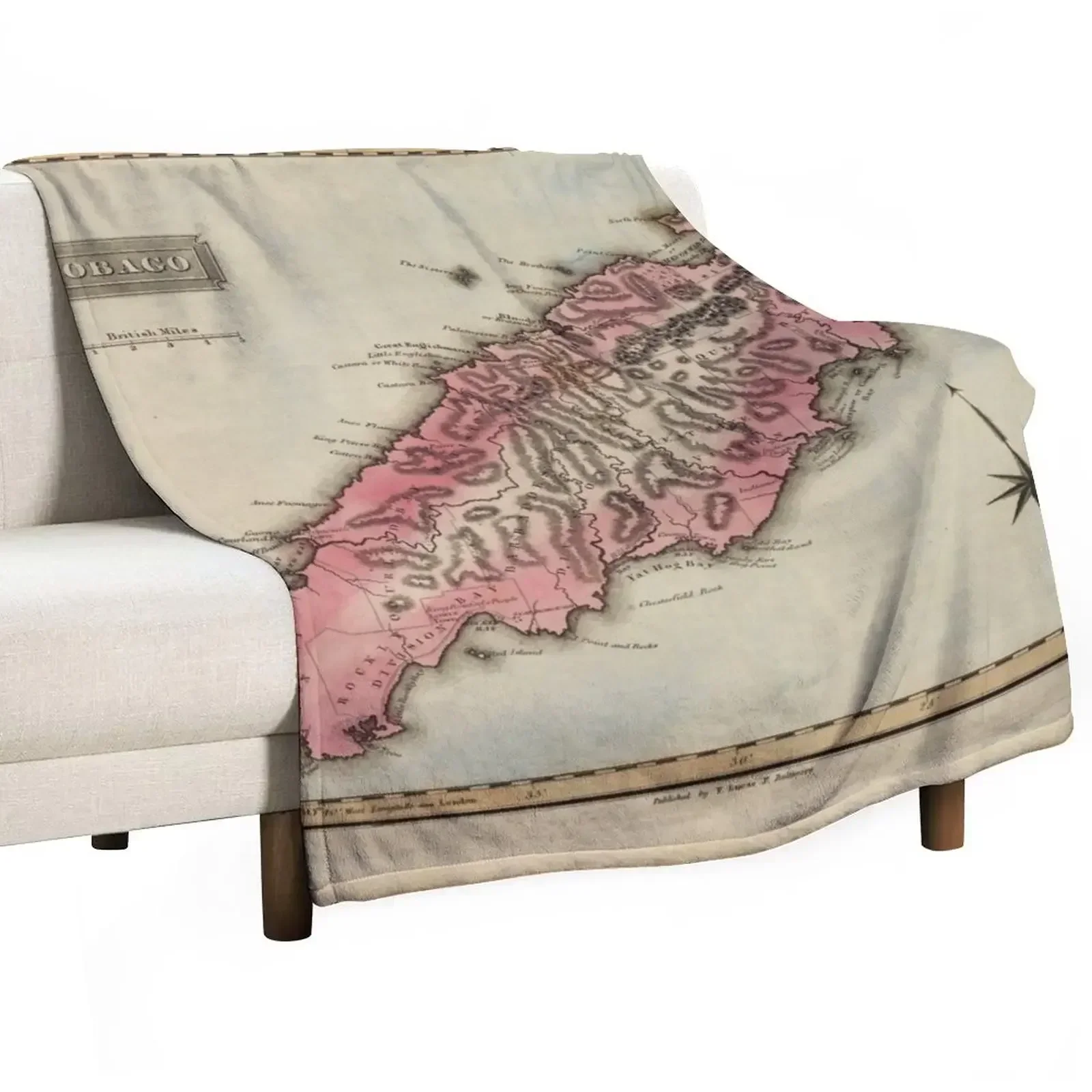 Vintage Tobago Island Map (1823) Throw Blanket sofa bed Thermal Bed covers Blankets For Sofas Blankets