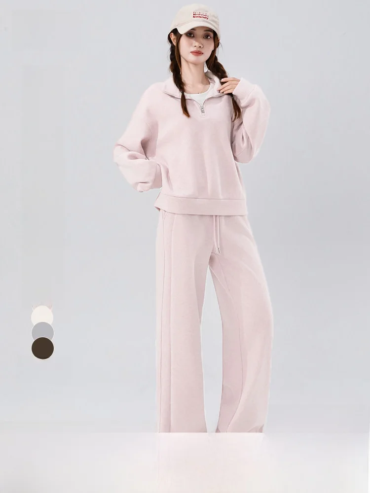 

Snow Flying Women's Sportswear Set Fleece Lined Thickened Casual Sweatshirt Autumn Winter Outfit Two Pieces Polyester Nylon S...
