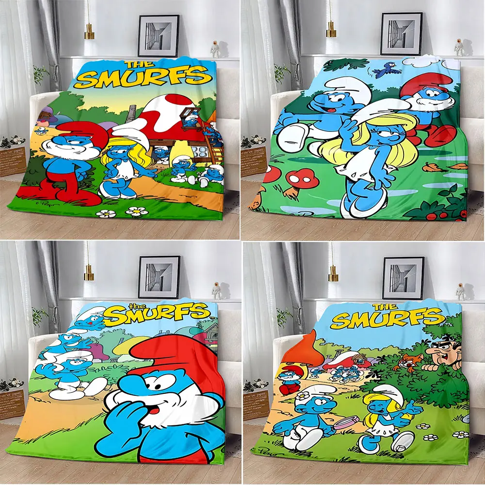 bonito dos Smurfs Printed Blanket Picnic Blankets Warm Blanket Soft and Comfortable Blanket Home Travel Birthday Gift