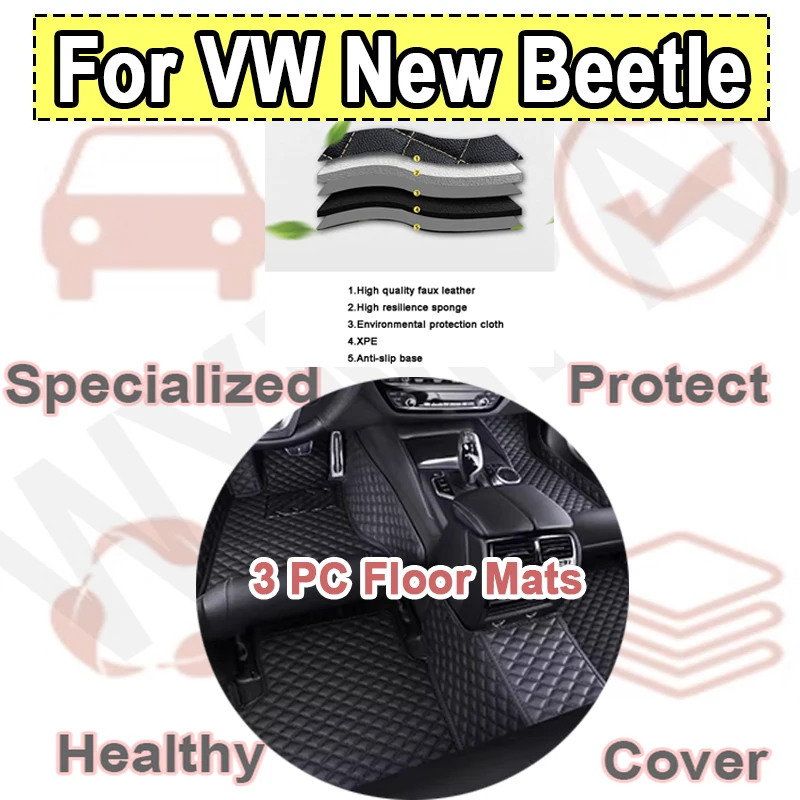 

Luxury Car Floor Mat For VW New Beetle 1998~2011 Waterproof Tapetes Para Automovil Car Mats Floor Tapis Voiture Car Accessories