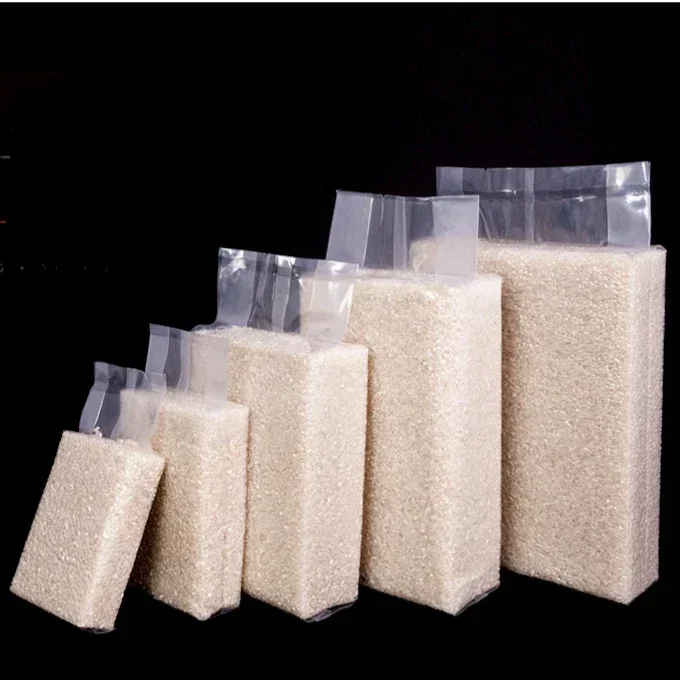 100pcs Rice Bean Moisture-proof Vacuum Bag 0.2mm Thickness Food Transparent Packaging Bags Grain Hot Compression Sealed Pouches