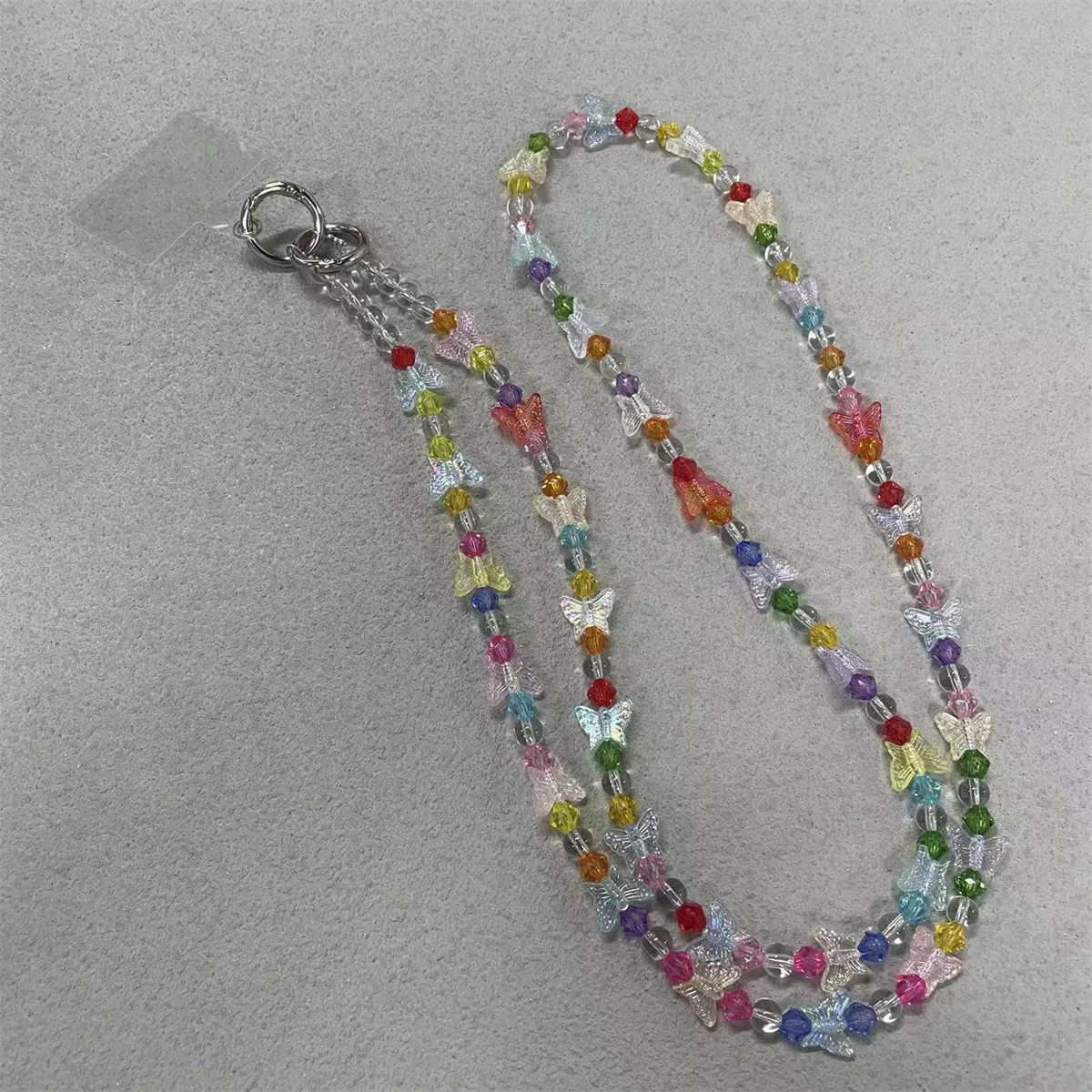 Long Phone Hanging Rope Crossbody Hanging Chain Butterfly Handmade Beaded Universal Pendant Sturdy Phone Case