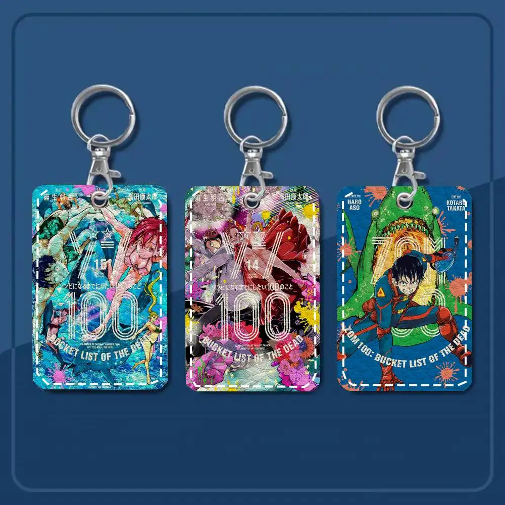 Zom 100 Bucket List Of The Dead Card Case Keychain Access Card Bag Key Tag Ring Leather Card Holder Key Ring Access