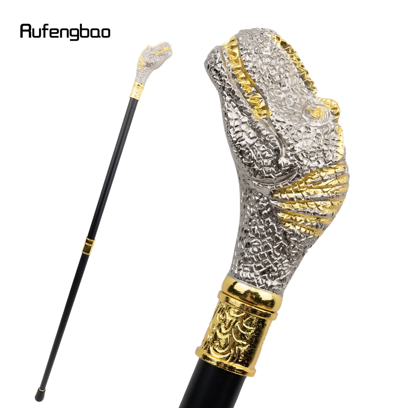 Golden White Dinosaur Gentleman Walking Cane Fashion Walking Stick Gentleman Crosier Knob Walking Stick 95cm