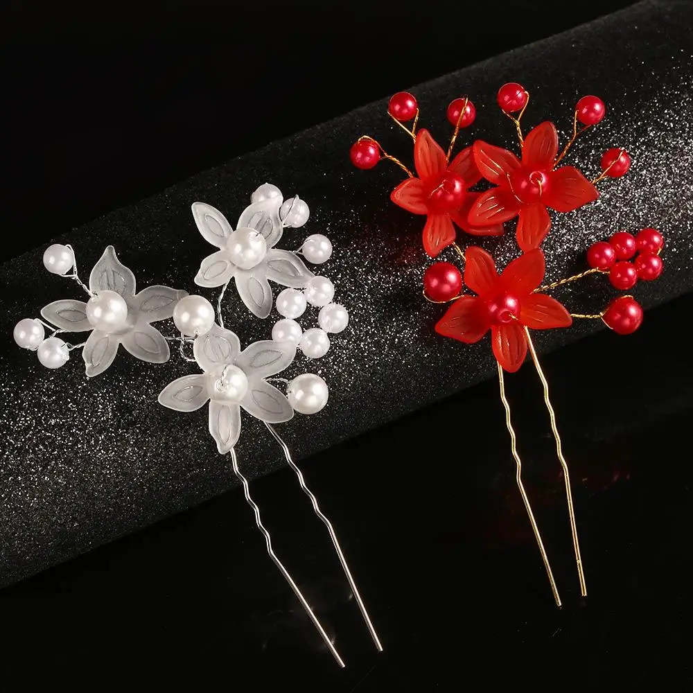 Casamento pérola lindos acessórios hairpin trança noiva hairpin headdress grampo de cabelo flor hairpin