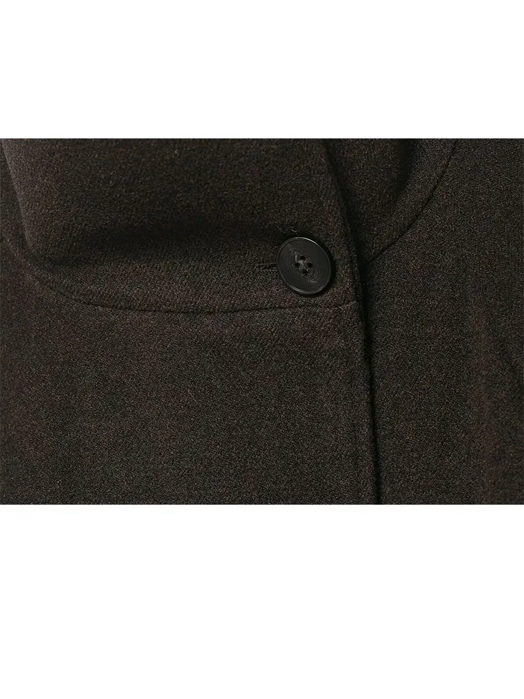 HH Women 2025 موضة الشتاء الوقوف طوق حزام معطف سترة الإناث شارع العليا عادية واحدة الصدر جيب مزين معطف طويل #6