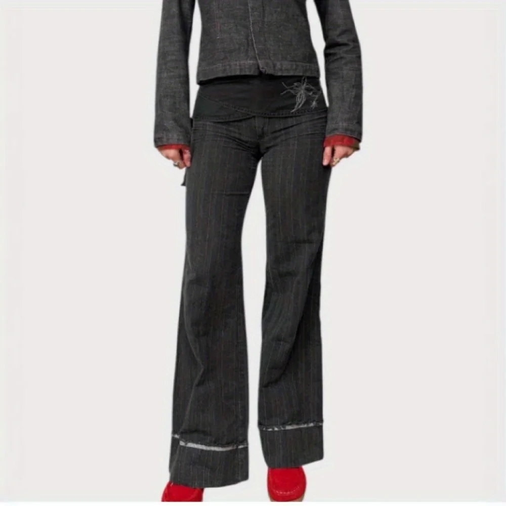 Printed Leggings with Hip Curtain Black Grey Jeans Costume Accessories Renaissance