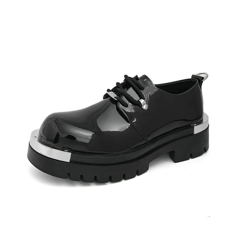 

New Personalized Thick-soled Men's Large-head Work Shoes Casual Korean-style Height-increasing British Punk Leather Shoe Trend