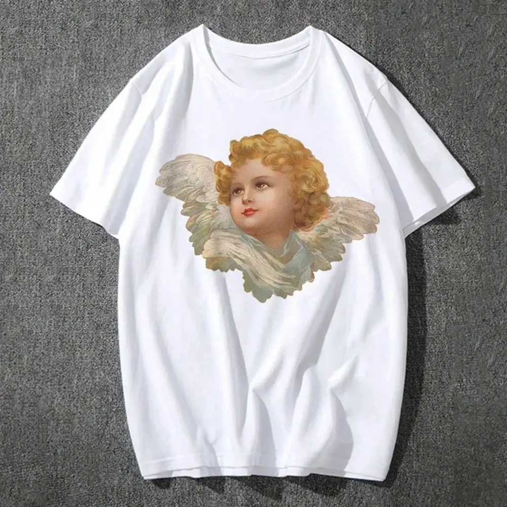 Fashion Fiorucci Baby Angel Graphic Tshirt Summer Classic Aesthetic T Shirt for Women Kawaii Clothes